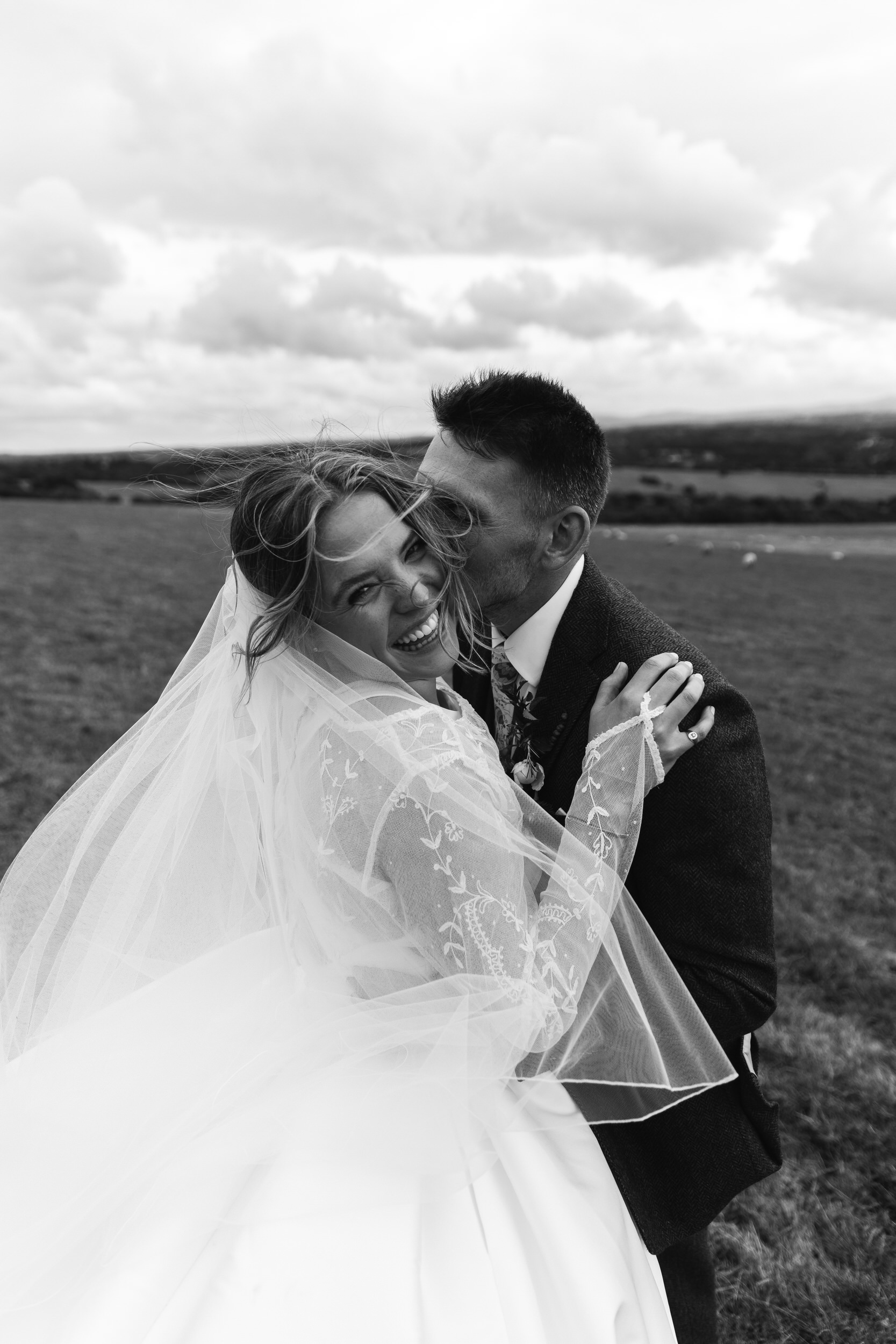 black and white photos of bride and groom during thier wedding day