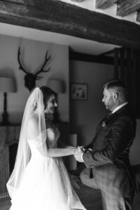 Dad sees bride for the first time at French Chateau wedding photography and videography