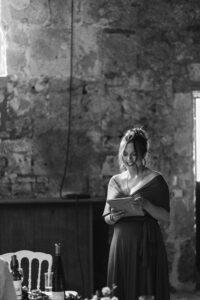 Maid of honor gives speech at French Chateau wedding photography and videography