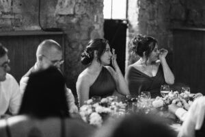 Emotional speeches during French Chateau wedding photography and videography