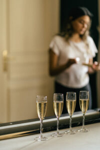 Champagne at French Chateau wedding photography and videography