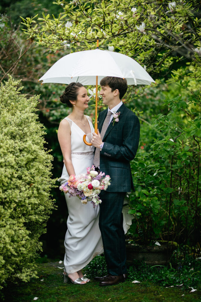 A rainy English garden wedding