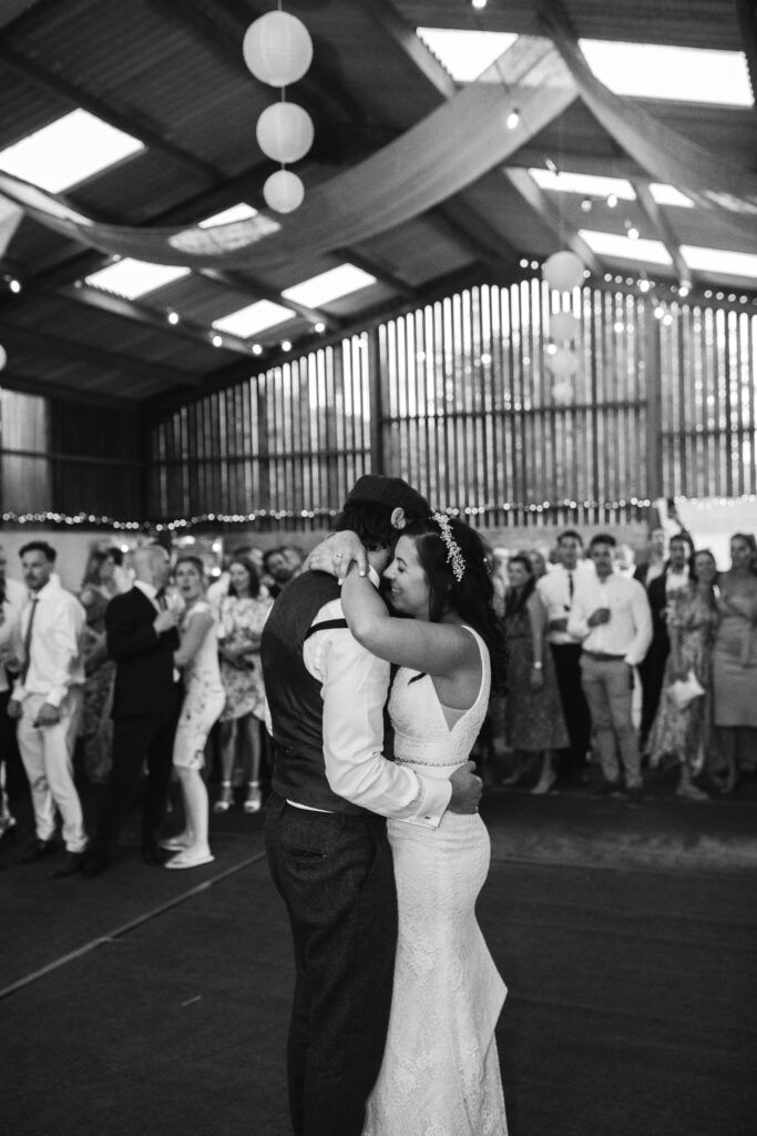 Couple have their first dance at the wedding reception