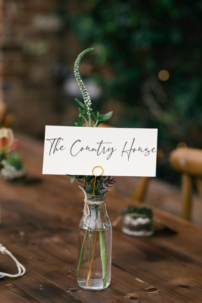 Close up of table centerpeices for wedding day 