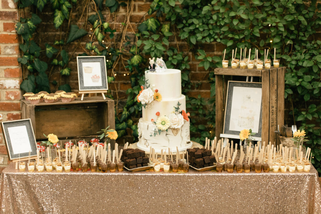 Wedding cake and dessert table 