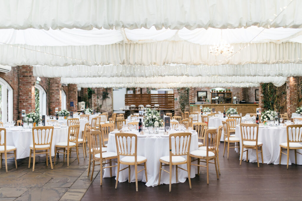 Northbrook park orangery wedding reception setup example